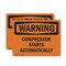 Signmission Compressor Starts Automatically OSHA Warning Sign, Vinyl Decal, 14in W x 10in L, 2PK OS-2PACK-WS-D-1014-L-12528 - alternate 1